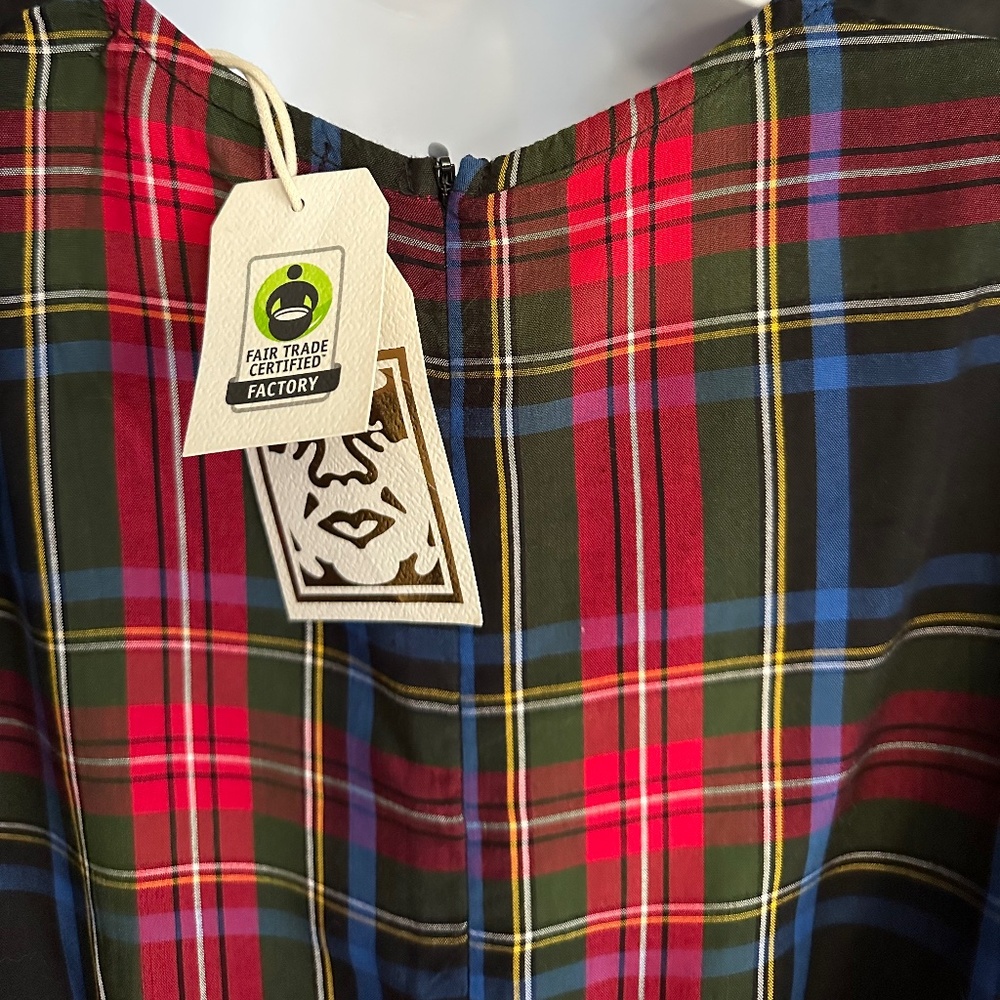 NWT Obey, world wide, tartan plaid midi dress, size XS - Picture 7 of 9